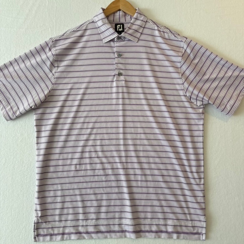 FootJoy Mens XXL Purple Striped Short Sleeve Golf Polo Shirt